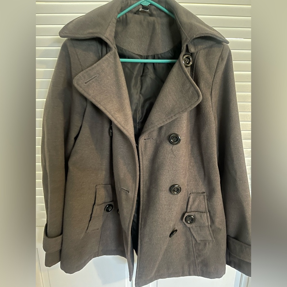 Ladies Polyester Gray Pea coat